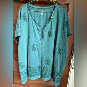 NWT J. Jill  Green Short Sleeve Knit Tunic
